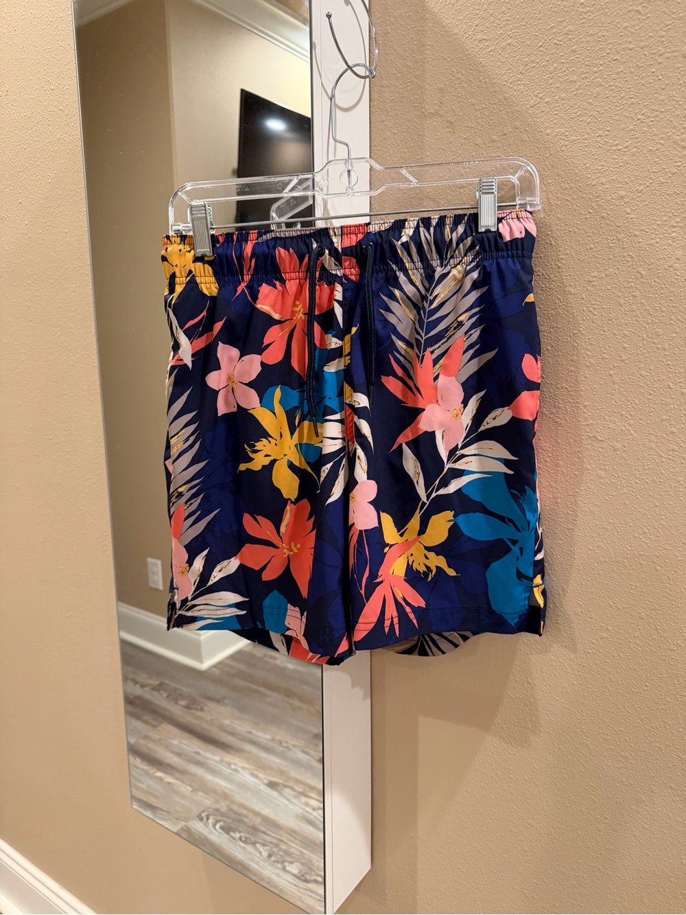 George Navy Floral Elastic-Waist Bermuda Shorts